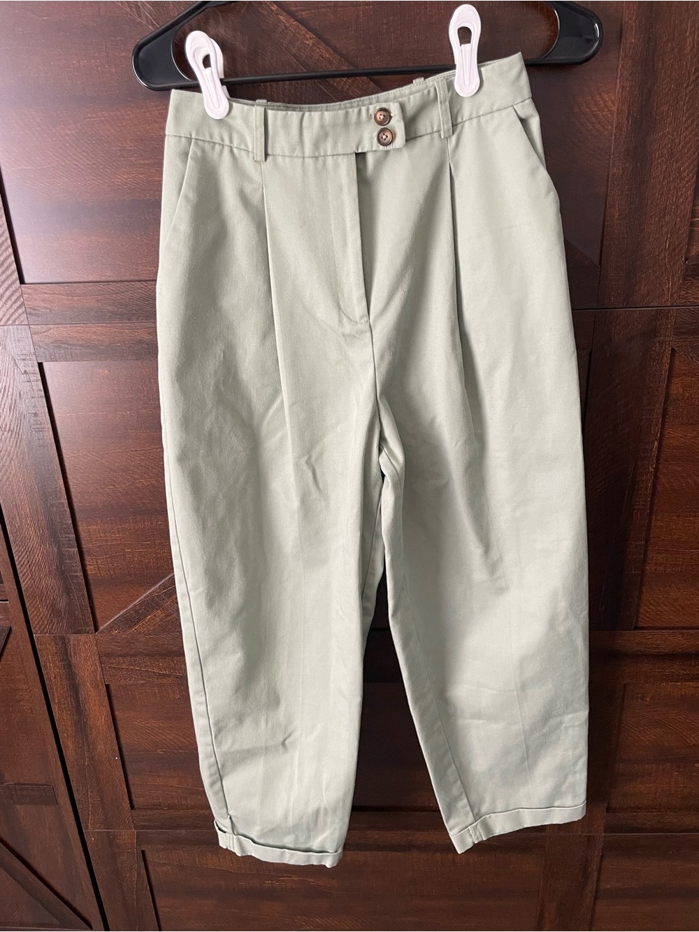 Topshop Light Sage Wide Leg High-Rise Pants